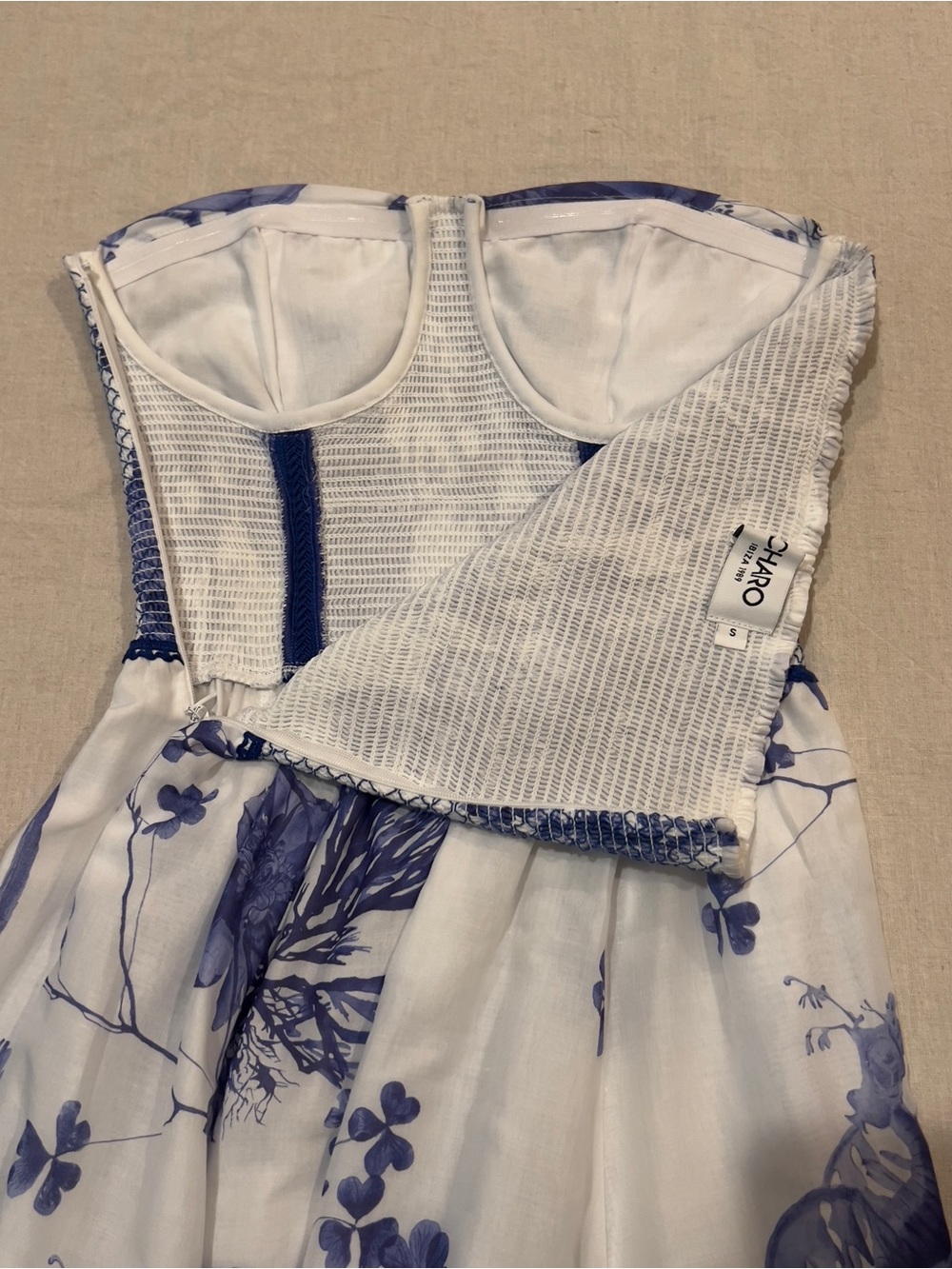 CHARO RUIZ Stunning Kolay Strapless Smocked Floral Maxi Dress Ibiza 1989 Small - Picture 8 of 15